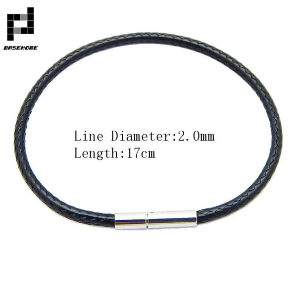 Planet Gates Black 15x170 1.5/2/3mm Black Red Bracelet Stainless Steel Clasp For Women Man Couple Leather String Homme Hand Thread Male Jewelry Trending