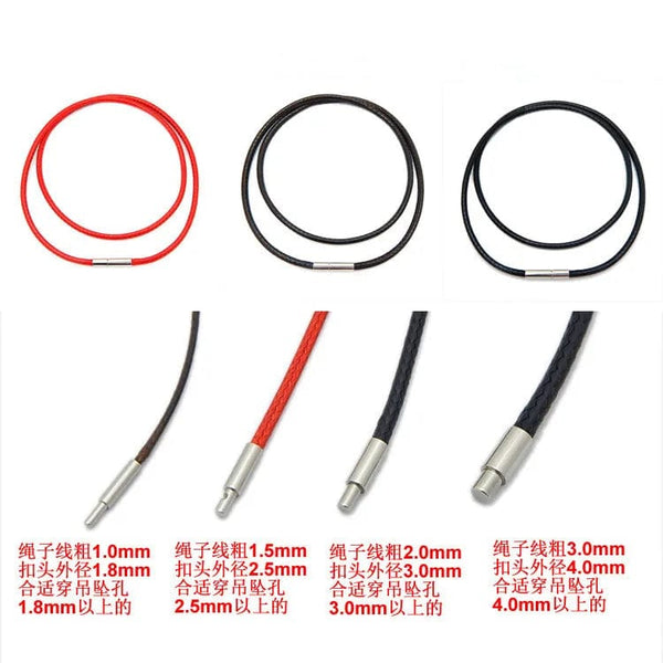 Planet Gates Black 15x170 1.5/2/3mm Black Red Bracelet Stainless Steel Clasp For Women Man Couple Leather String Homme Hand Thread Male Jewelry Trending