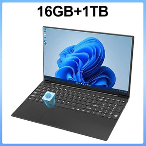 Planet Gates Black 16GB Ram 1TB ROM 15.6 Inch Laptop 32GB Ram 2TB SSD Windows 11 Notebook Pc Gamer N5095 Office Computer with Backlit Fingerprint Wifi Camera