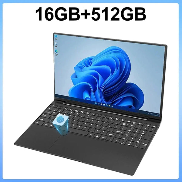 Planet Gates Black 16GB Ram 512GB ROM 15.6 Inch Laptop 32GB Ram 2TB SSD Windows 11 Notebook Pc Gamer N5095 Office Computer with Backlit Fingerprint Wifi Camera