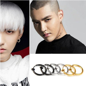 Planet Gates black / 18mm 1 Pair Punk Mens/Womens Stealth Clip On Earrings NO Hole Clip Earrings ear Cuff Spring Clip Helix Ring Hoop Fake Ear Ring Hoop