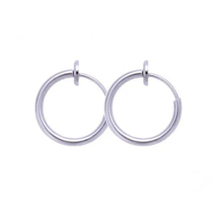 Planet Gates black / 18mm 1 Pair Punk Mens/Womens Stealth Clip On Earrings NO Hole Clip Earrings ear Cuff Spring Clip Helix Ring Hoop Fake Ear Ring Hoop