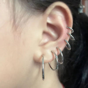 Planet Gates black / 18mm 1 Pair Punk Mens/Womens Stealth Clip On Earrings NO Hole Clip Earrings ear Cuff Spring Clip Helix Ring Hoop Fake Ear Ring Hoop