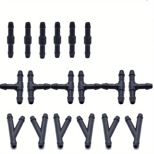 Planet Gates Black / 18pcs 18pcs Windscreen Washer Joiner: 3-Way Y-Piece Connectors for Air, Fuel, Water, Petrol & Wiper Nozzles