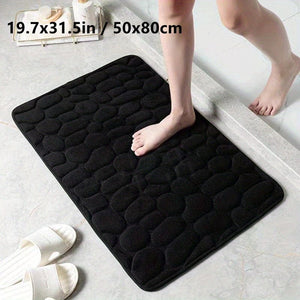 Planet Gates Black / 19.7x31.5in / 50x80cm 1pc Cobblestone Embossed Bathroom Bath Mat, Machine Washable Bath Rug, Rapid Water Absorbent, Non-Slip, Washable, Thick, Soft And Comfortable Carpet For Shower Room, Bathroom Accessories