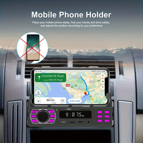 Planet Gates Black 1DIN Car Radio Stereo With Remote Control Digital BT Car Audio Music Stereo 12V Car Radio MP3 Player With USB/SD/AUX-IN+ Mobile Phone Holder+ APP