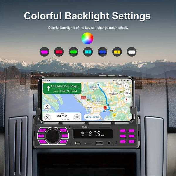 Planet Gates Black 1DIN Car Radio Stereo With Remote Control Digital BT Car Audio Music Stereo 12V Car Radio MP3 Player With USB/SD/AUX-IN+ Mobile Phone Holder+ APP