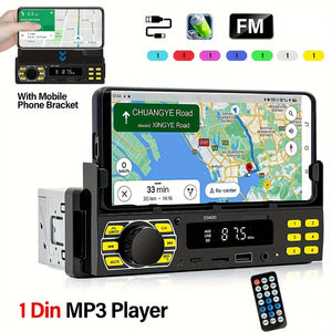 Planet Gates Black 1DIN Car Radio Stereo With Remote Control Digital BT Car Audio Music Stereo 12V Car Radio MP3 Player With USB/SD/AUX-IN+ Mobile Phone Holder+ APP