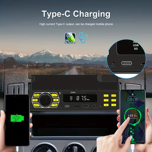 Planet Gates Black 1DIN Car Radio Stereo With Remote Control Digital BT Car Audio Music Stereo 12V Car Radio MP3 Player With USB/SD/AUX-IN+ Mobile Phone Holder+ APP