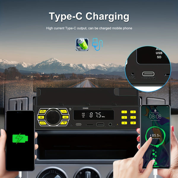 Planet Gates Black 1DIN Car Radio Stereo With Remote Control Digital BT Car Audio Music Stereo 12V Car Radio MP3 Player With USB/SD/AUX-IN+ Mobile Phone Holder+ APP