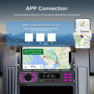 Planet Gates Black 1DIN Car Radio Stereo With Remote Control Digital BT Car Audio Music Stereo 12V Car Radio MP3 Player With USB/SD/AUX-IN+ Mobile Phone Holder+ APP