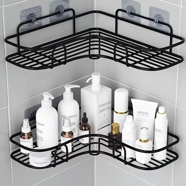 Planet Gates Black / 1pc 1pc Bathroom Shelf For Corner, Outdoor Organizer Cabinet Rack, Bathroom Kitchen No Punching Triangle Storage Rack Bathroom Accessories