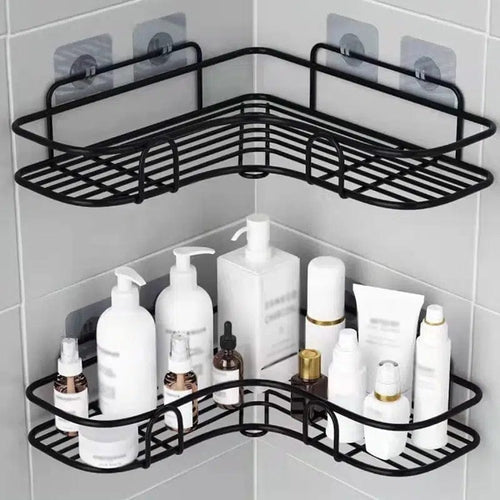 Planet Gates Black / 1pc 1pc Bathroom Shelf For Corner, Outdoor Organizer Cabinet Rack, Bathroom Kitchen No Punching Triangle Storage Rack Bathroom Accessories