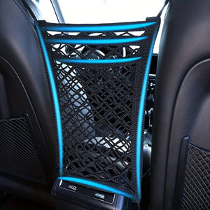 Planet Gates Black / 1pc 3-Layer Car Mesh Organizer, Seat Back Net Bag, Barrier Of Backseat Pet Kids Dog, Universal For Car, SUV, Cargo Tissue Purse Holder-Driver Storage Net