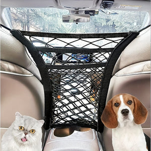 Planet Gates Black / 1pc 3-Layer Car Mesh Organizer, Seat Back Net Bag, Barrier Of Backseat Pet Kids Dog, Universal For Car, SUV, Cargo Tissue Purse Holder-Driver Storage Net