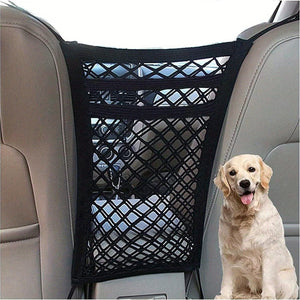 Planet Gates Black / 1pc 3-Layer Car Mesh Organizer, Seat Back Net Bag, Barrier Of Backseat Pet Kids Dog, Universal For Car, SUV, Cargo Tissue Purse Holder-Driver Storage Net