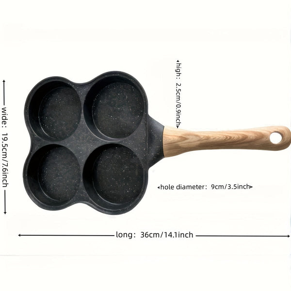 Planet Gates Black 1pc 4-Cup Nonstick Egg Frying Pan, Pancake Pan Nonstick Fried Egg Pan, Pans For Cooking, For Fried Eggs, Burgers, Breakfast Pancake Making