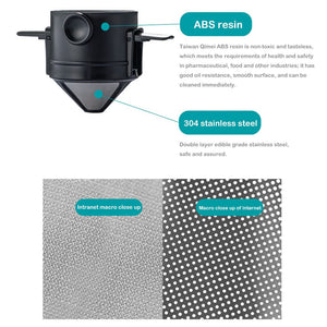 Planet Gates Black 1pc 500-mesh Folding Hand-flush Coffee Filter, Stainless Steel Coffee Filter, Black, Coffee Accessories