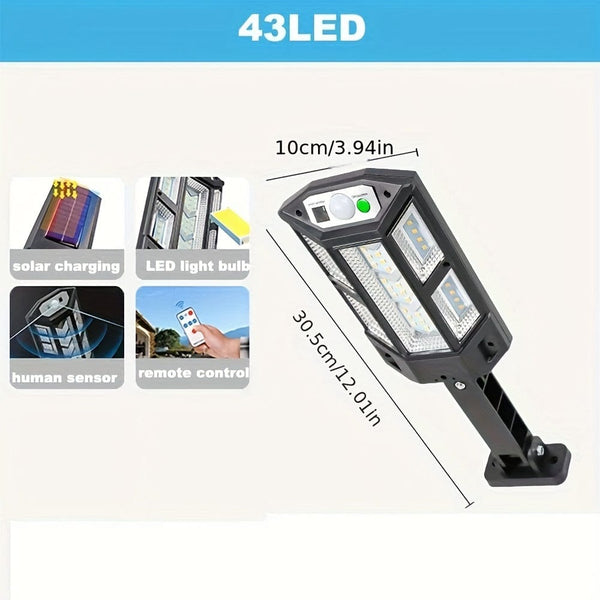 Planet Gates Black 1PC 6500K Super Bright LED Solar Wall Light, Motion Sensor, 3 Lighting Mode Light, Outdoor Garden Security Street Yard Lamp Solar Garden Lamp With Battery