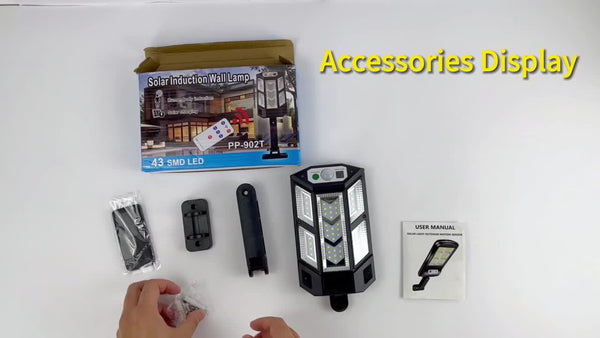 Planet Gates Black 1pc 6500K Super Bright LED Solar Wall Light, Motion Sensor, 3 Lighting Mode Light, Outdoor Garden Security Street Yard Lamp With Battery