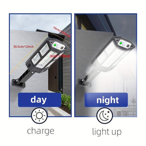 Planet Gates Black 1pc 6500K Super Bright LED Solar Wall Light, Motion Sensor, 3 Lighting Mode Light, Outdoor Garden Security Street Yard Lamp With Battery