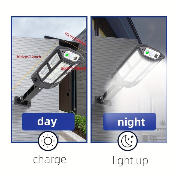 Planet Gates Black 1pc 6500K Super Bright LED Solar Wall Light, Motion Sensor, 3 Lighting Mode Light, Outdoor Garden Security Street Yard Lamp With Battery