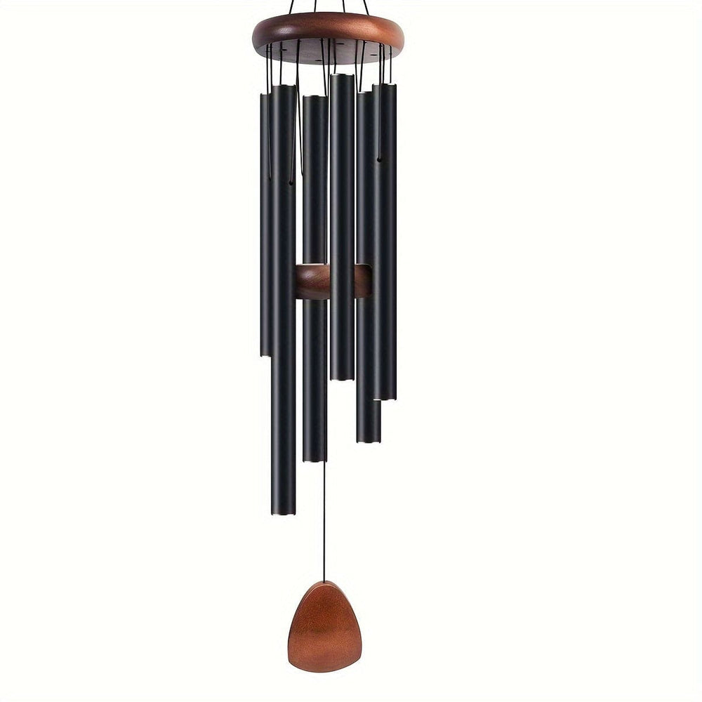 Planet Gates Black 1pc Aluminium Wind Chimes Create A Zen Atmosphere For Outdoor, Garden, Patio Decoration With Wind Catcher, Classic Black, Suitable As A Gift For Unisex 68cm/26.8inch