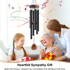 Planet Gates Black 1pc Aluminium Wind Chimes Create A Zen Atmosphere For Outdoor, Garden, Patio Decoration With Wind Catcher, Classic Black, Suitable As A Gift For Unisex 68cm/26.8inch