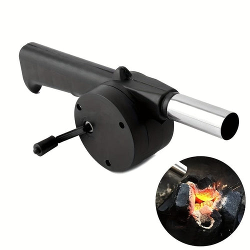 Planet Gates Black 1pc BBQ Fan: Portable Manual Hand Crank Bellows For Fast Fire Starter & Outdoor Picnic Camping Cooking!