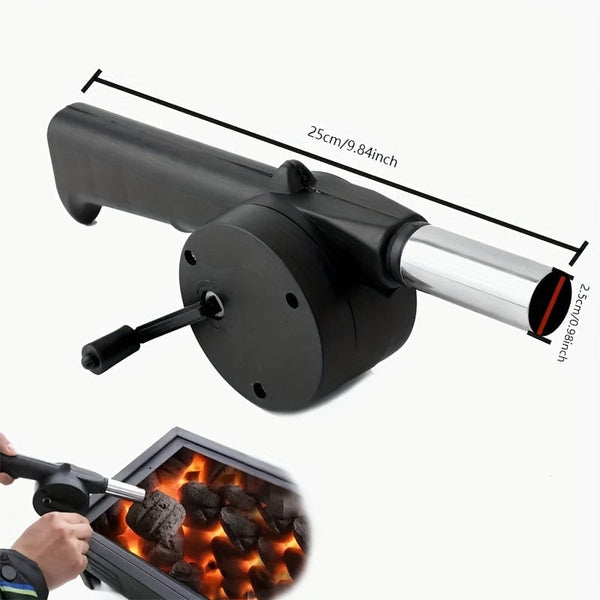 Planet Gates Black 1pc BBQ Fan: Portable Manual Hand Crank Bellows For Fast Fire Starter & Outdoor Picnic Camping Cooking!