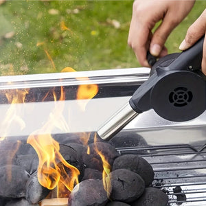 Planet Gates Black 1pc BBQ Fan: Portable Manual Hand Crank Bellows For Fast Fire Starter & Outdoor Picnic Camping Cooking!