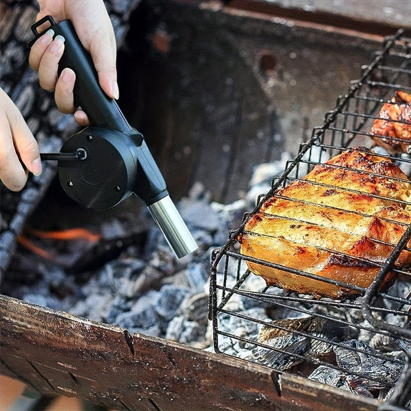 Planet Gates Black 1pc BBQ Fan: Portable Manual Hand Crank Bellows For Fast Fire Starter & Outdoor Picnic Camping Cooking!
