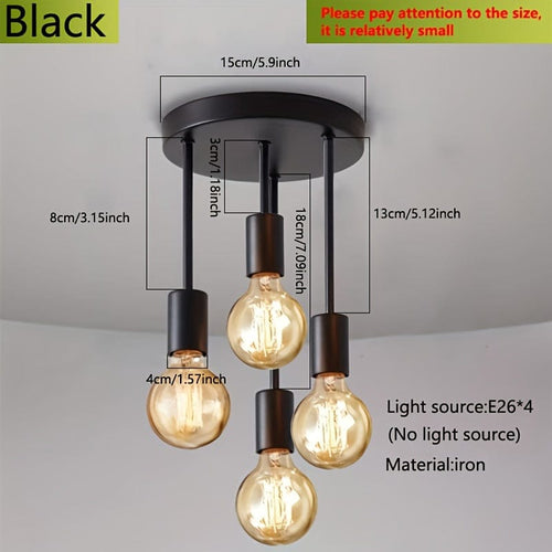 Planet Gates Black 1pc Black 4-lamp Ceiling Light Pendant, Modern Artificial Satellite Design Lamp, E26 Bulb Base, No Bulb, Bedroom, Kitchen, Living Room, Corridor Light Fixture