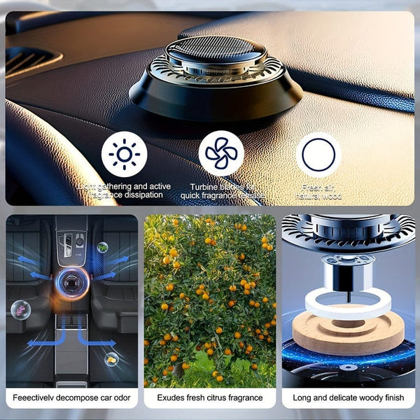 Planet Gates Black 1pc Car Air Freshener, Solar Car Aromatherapy Diffuser, Car Dashboard Decoration, Premium Car Interior Decoration Accessories