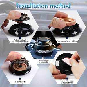 Planet Gates Black 1pc Car Air Freshener, Solar Car Aromatherapy Diffuser, Car Dashboard Decoration, Premium Car Interior Decoration Accessories