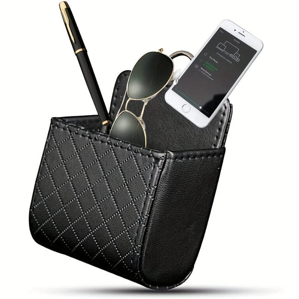 Planet Gates Black 1pc Car Air Vent Hanging Phone Holder, Car Pouch Bag, Car Phone Box, Car Coin Storage Bag, Car Organizer With Hook