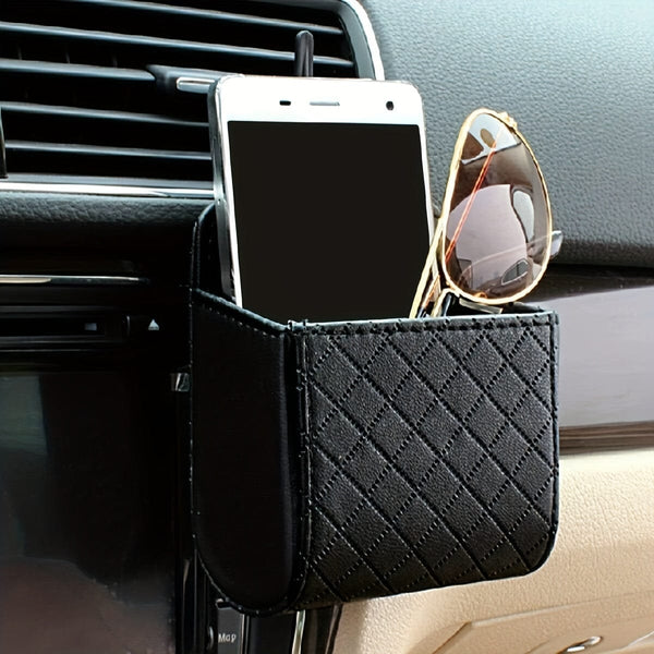 Planet Gates Black 1pc Car Air Vent Hanging Phone Holder, Car Pouch Bag, Car Phone Box, Car Coin Storage Bag, Car Organizer With Hook