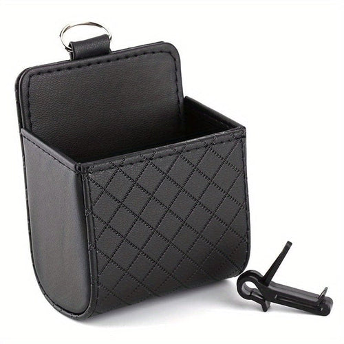 Planet Gates Black 1pc Car Air Vent Hanging Phone Holder, Car Pouch Bag, Car Phone Box, Car Coin Storage Bag, Car Organizer With Hook