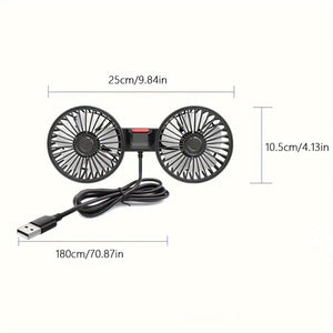 Planet Gates Black 1pc Car Fan, Car Small Air Conditioner, Double-headed Rear Fan, Strong Wind, 360 Degrees Rotation, Large Air Volume, Subwoofer Operation, Base Fixed Clip Mounting Method, Suitable For Car Home