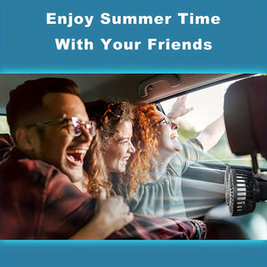 Planet Gates Black 1pc Car Fan, Car Small Air Conditioner, Double-headed Rear Fan, Strong Wind, 360 Degrees Rotation, Large Air Volume, Subwoofer Operation, Base Fixed Clip Mounting Method, Suitable For Car Home