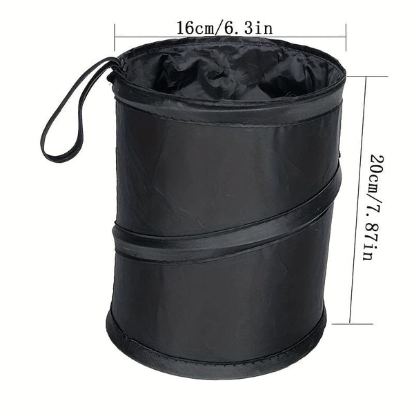 Planet Gates Black 1pc Car Foldable Trash Can, Hanging Car Trash Can, Multipurpose Storage Container, Garbage Can For Car
