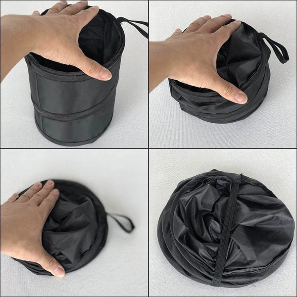 Planet Gates Black 1pc Car Foldable Trash Can, Hanging Car Trash Can, Multipurpose Storage Container, Garbage Can For Car