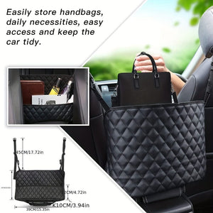 Planet Gates Black 1pc Car Handbag Holder, PU Leather Seat Back Organizer Large Capacity Bag, Front Seat Storage Box, Barrier Of Backseat Pet