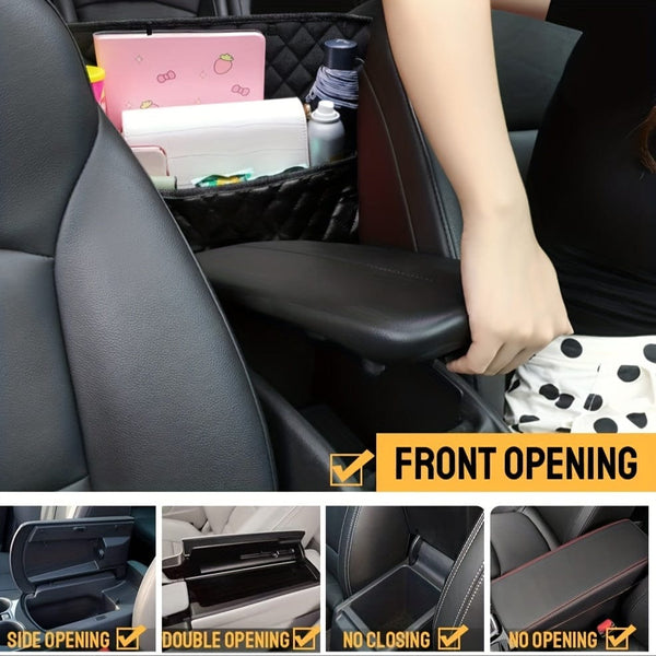 Planet Gates Black 1pc Car Handbag Holder, PU Leather Seat Back Organizer Large Capacity Bag, Front Seat Storage Box, Barrier Of Backseat Pet