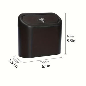 Planet Gates Black 1pc Car-mounted Trash Can, Car Mini Garbage Bin, Car Storage Box, Car Organizer, Car Essential Accessories