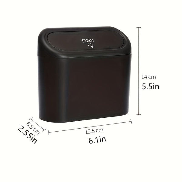 Planet Gates Black 1pc Car-mounted Trash Can, Car Mini Garbage Bin, Car Storage Box, Car Organizer, Car Essential Accessories