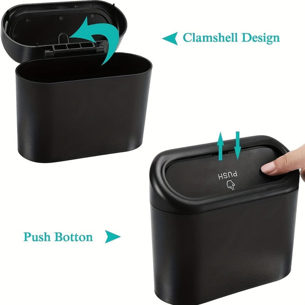Planet Gates Black 1pc Car-mounted Trash Can, Car Mini Garbage Bin, Car Storage Box, Car Organizer, Car Essential Accessories