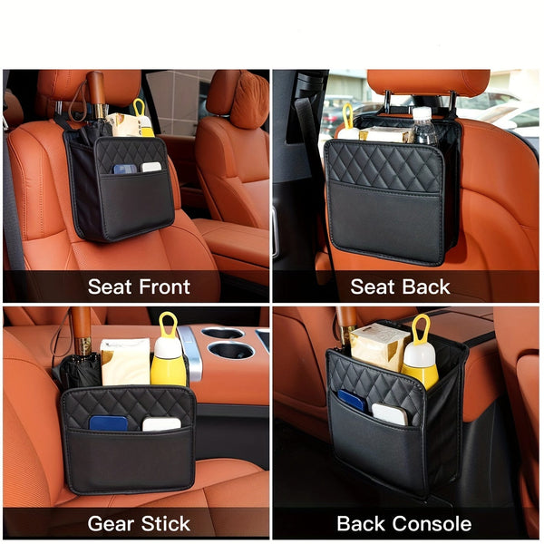 Planet Gates Black 1pc Car Seat Back Storage Hanging Bag, Multifunctional Storage Box, Car Seat Back Storage Bag, Car Interior Decoration Supplies
