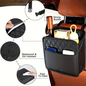 Planet Gates Black 1pc Car Seat Back Storage Hanging Bag, Multifunctional Storage Box, Car Seat Back Storage Bag, Car Interior Decoration Supplies