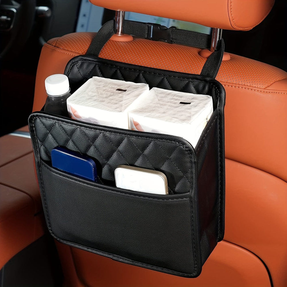 Planet Gates Black 1pc Car Seat Back Storage Hanging Bag, Multifunctional Storage Box, Car Seat Back Storage Bag, Car Interior Decoration Supplies